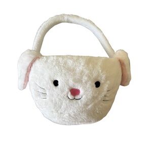 NWT Adorable White Bunny Plush Basket